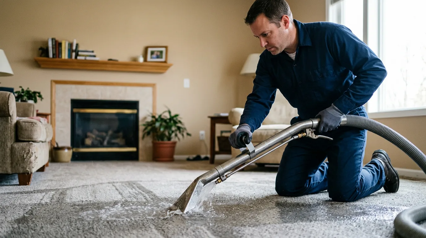 Water damage restoration technician working near Loyalhanna, PA